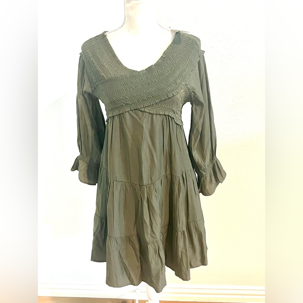 Mustard Seed Khaki Long Sleeve Dress